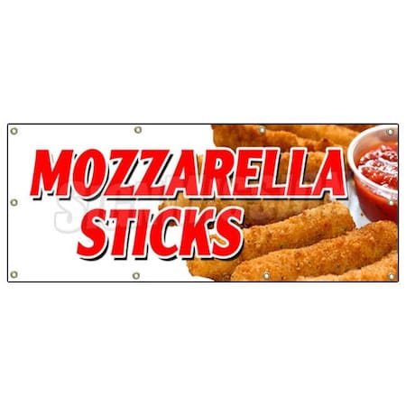 Signmission Mozzarella Sticks Banner Heavy Duty 13 Oz Vinyl with Grommets B-96 Mozzarella Sticks